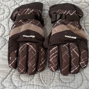 Marmot Black and Brown Patterned Gloves